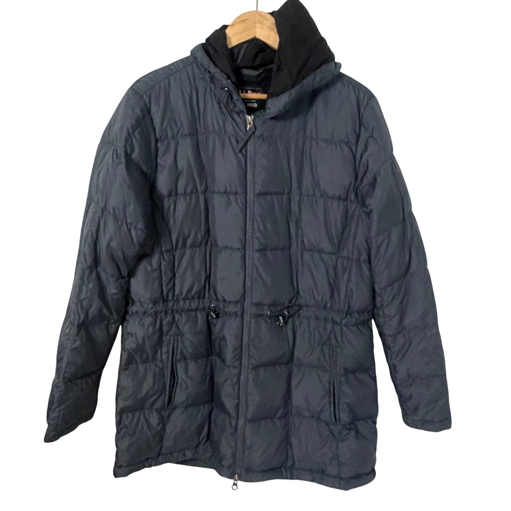 LL Bean DownTek Puffer Parka Mens Large Blue Excellent Water Repellent Jacket
